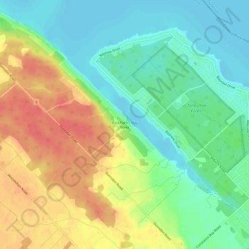 Topografische Karte Buckham's Bay West, Höhe, Relief