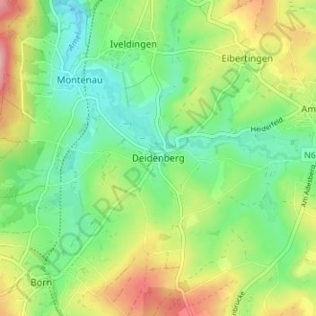 Topografische Karte Deidenberg, Höhe, Relief