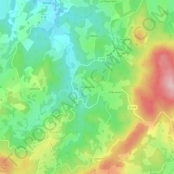 Topografische Karte Fontaniellas, Höhe, Relief
