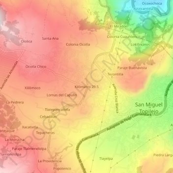 Topografische Karte Kilómetro 29.5, Höhe, Relief
