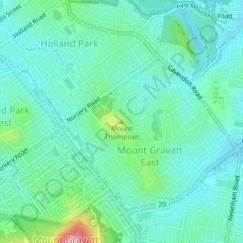 Topografische Karte Mount Thompson, Höhe, Relief