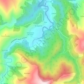 Topografische Karte Piquín, Höhe, Relief