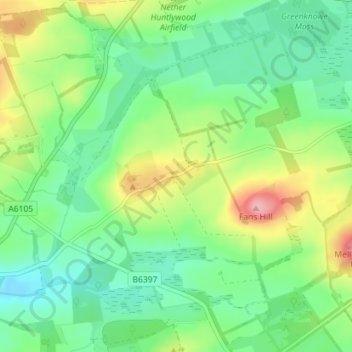 Topografische Karte Fans, Höhe, Relief