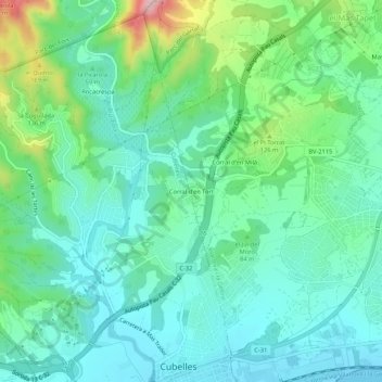 Topografische Karte Corral d'en Tort, Höhe, Relief