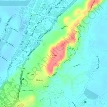 Topografische Karte Canada Hill, Höhe, Relief