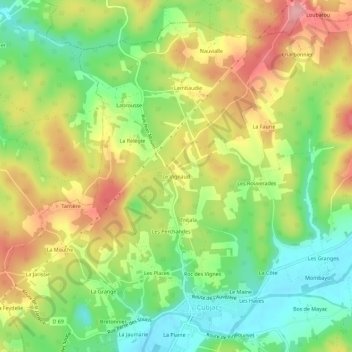Topografische Karte Le Vignaud, Höhe, Relief