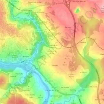 Topografische Karte Bosende de Arriba, Höhe, Relief