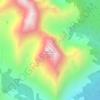 Topografische Karte Tombstone Mountain, Höhe, Relief