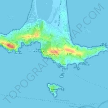 Topografische Karte La Polynésie, Höhe, Relief