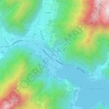 Topografische Karte Pieve di Ledro, Höhe, Relief