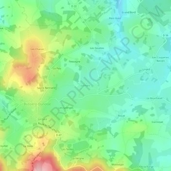 Topografische Karte Le Frais, Höhe, Relief