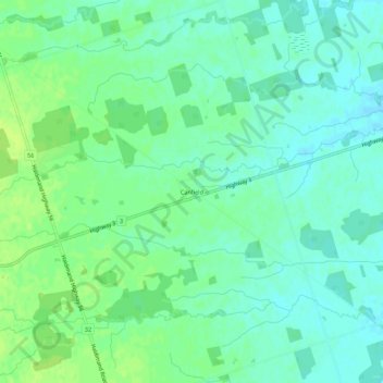 Topografische Karte Canfield, Höhe, Relief
