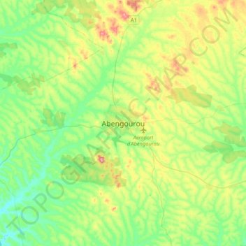 Topografische Karte Abengourou, Höhe, Relief