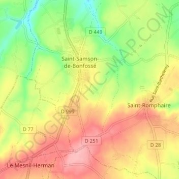 Topografische Karte Village de la Pasquerie, Höhe, Relief