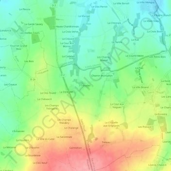 Topografische Karte Trésoleil, Höhe, Relief