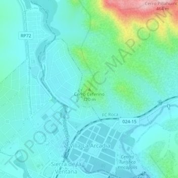 Topografische Karte Cerro Ceferino, Höhe, Relief