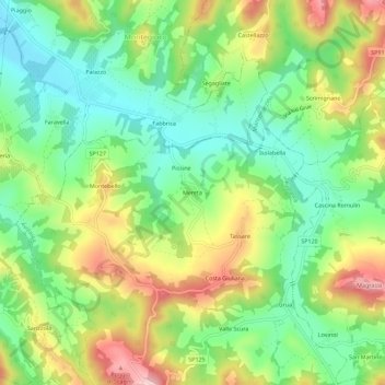 Topografische Karte Mereta, Höhe, Relief