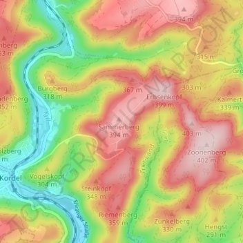 Topografische Karte Hochmark, Höhe, Relief