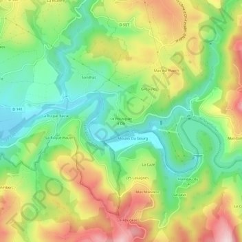 Topografische Karte Le Bousquet d'Olt, Höhe, Relief
