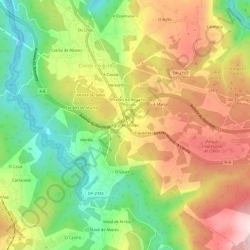 Topografische Karte Agra de Abaixo, Höhe, Relief