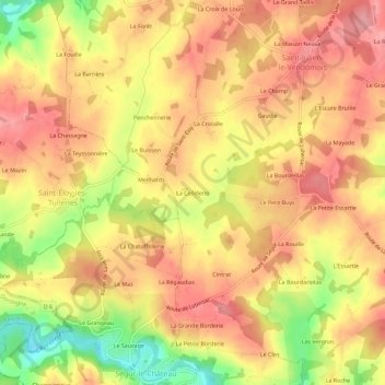 Topografische Karte La Cellelerie, Höhe, Relief