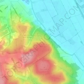 Topografische Karte Höhenberg, Höhe, Relief