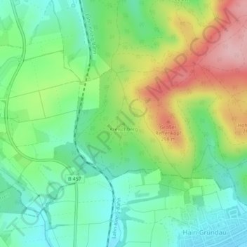 Topografische Karte Kreischberg, Höhe, Relief