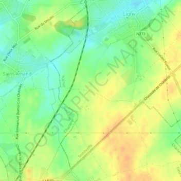 Topografische Karte Tourne-en-Pierre, Höhe, Relief
