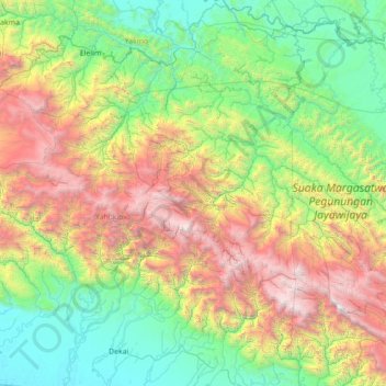 Topografische Karte Distrik Kona, Höhe, Relief