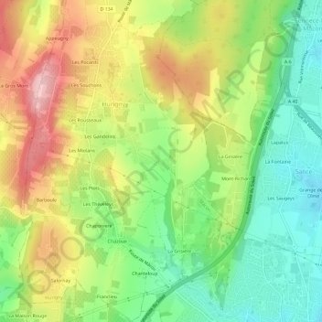 Topografische Karte Les Piasses, Höhe, Relief