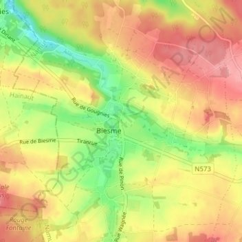 Topografische Karte Le Mont, Höhe, Relief