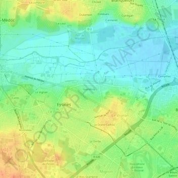 Topografische Karte Gasteboy, Höhe, Relief