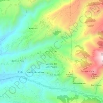 Topografische Karte Mosorrofa, Höhe, Relief