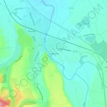 Topografische Karte Jeanne Petite, Höhe, Relief