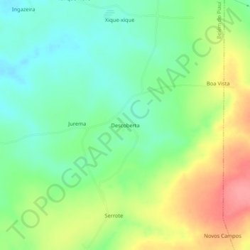 Topografische Karte Descoberta, Höhe, Relief