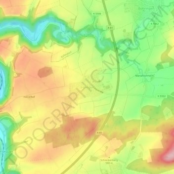 Topografische Karte Irslingen, Höhe, Relief