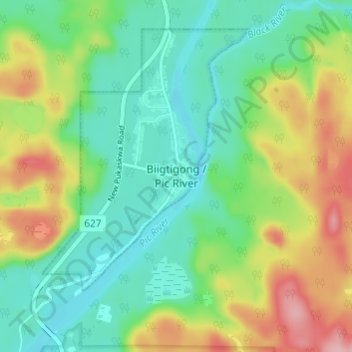 Topografische Karte Pic River, Höhe, Relief