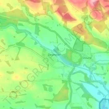 Topografische Karte Deanston, Höhe, Relief