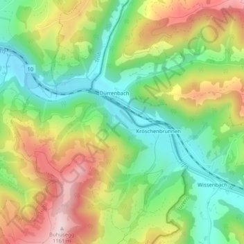 Topografische Karte Rappennest, Höhe, Relief