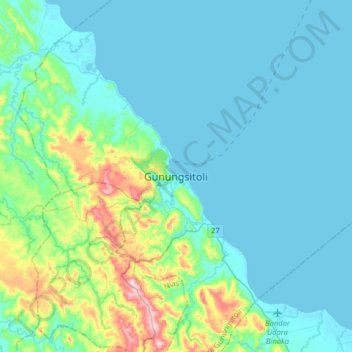 Topografische Karte Gunungsitoli, Höhe, Relief