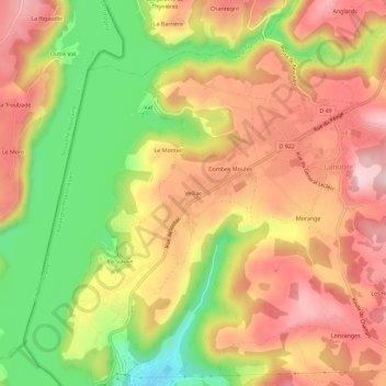 Topografische Karte Veillac, Höhe, Relief
