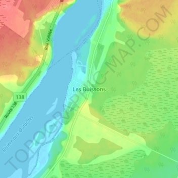 Topografische Karte Les Buissons, Höhe, Relief