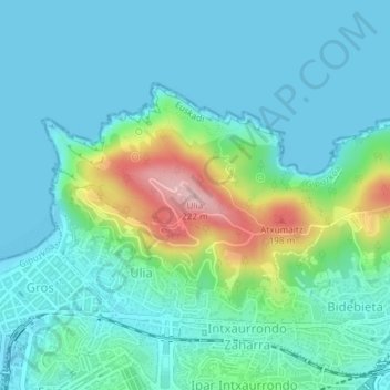 Topografische Karte Ulia, Höhe, Relief