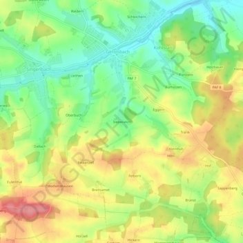 Topografische Karte Siebeneich, Höhe, Relief