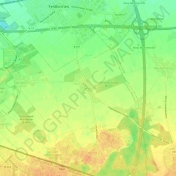 Topografische Karte Ottendichl, Höhe, Relief