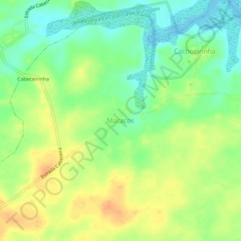 Topografische Karte Macacos, Höhe, Relief
