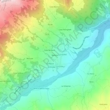 Topografische Karte Beduzzo, Höhe, Relief