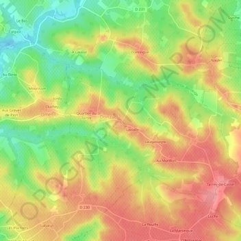 Topografische Karte Grand Village, Höhe, Relief
