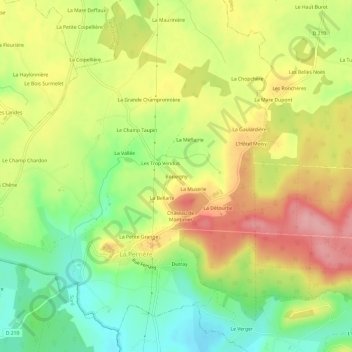 Topografische Karte Bouvigny, Höhe, Relief
