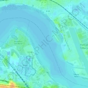 Topografische Karte Northfleet Hope, Höhe, Relief